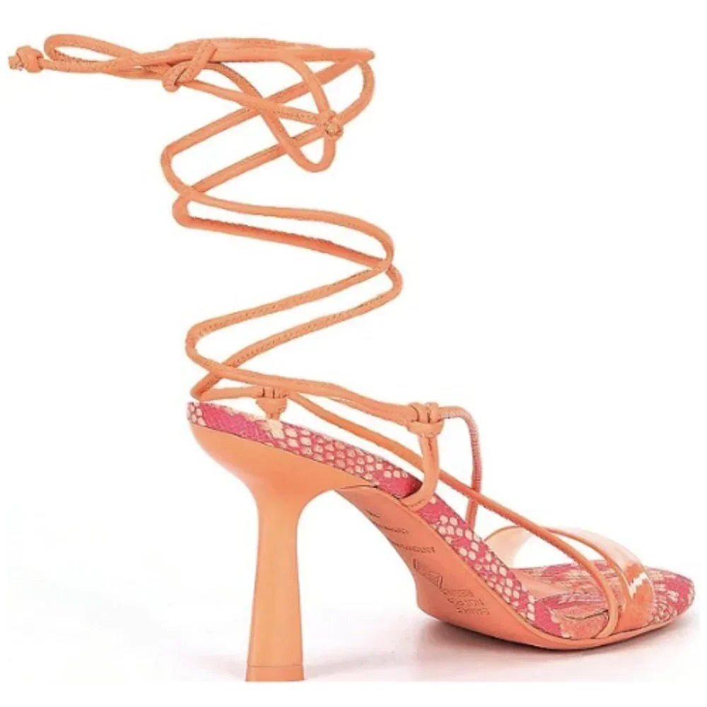 NEW Antonio Melani Barden Ankle Tie Lace-Up Dress Heeled Sandals in Citr…